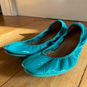 Tieks Blue Patent Ballet Flats - Size 9